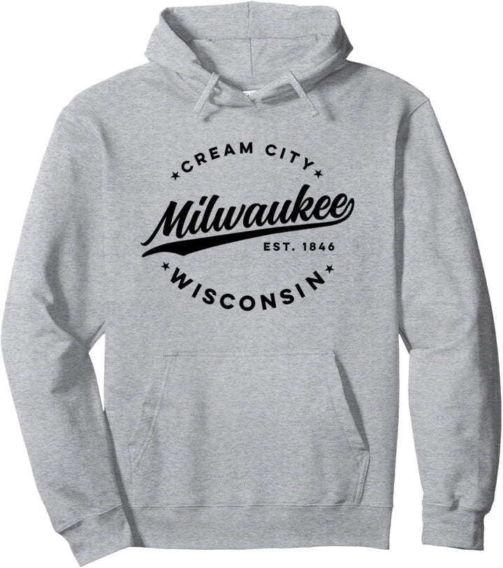 Vintage Milwaukee Wisconsin Cream City Black Text Pullover Hoodie