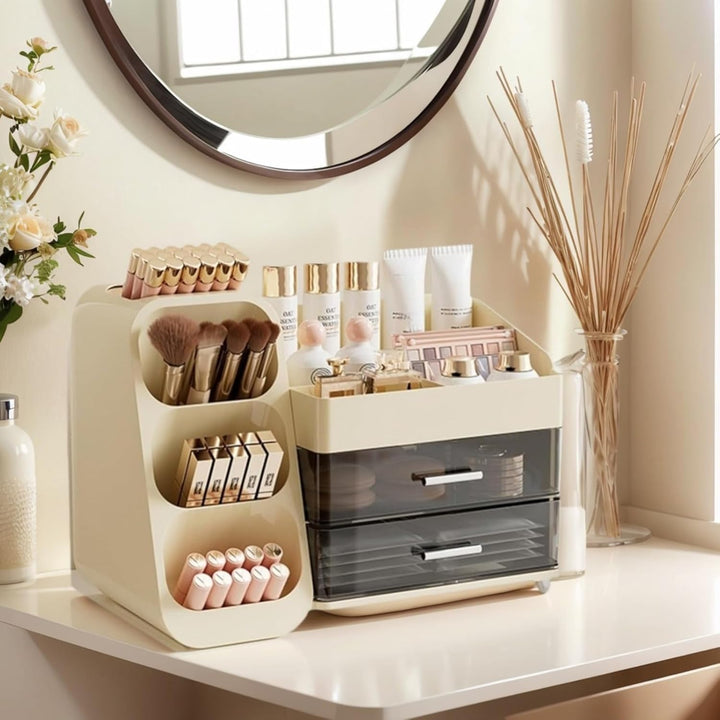 Kosmetik Organizer mit Schubladen,Schminktisch Organizer Grosse für Makeup,Schminke und Skincare Auf