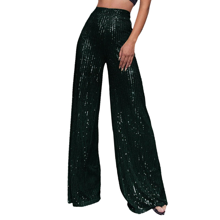 Generisch 2025, lässige Paillettenhose, glitzernde Pailletten, hohe Taille, weites Bein, Schlaghose,