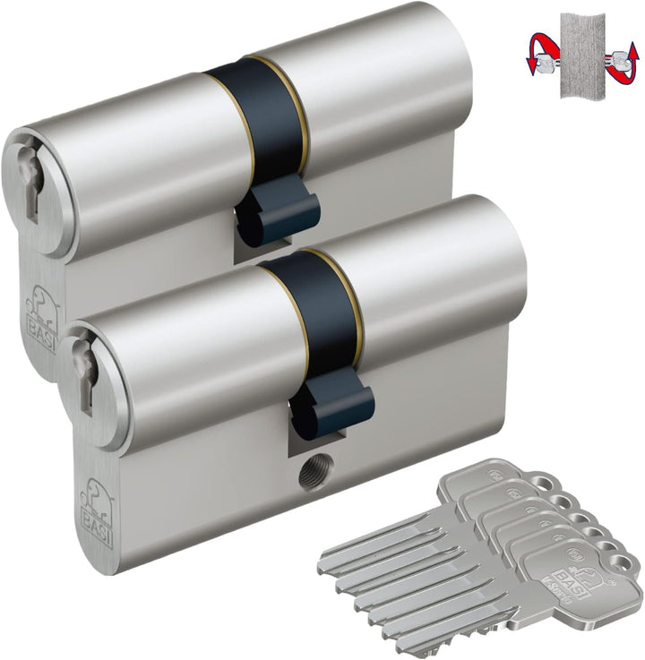 BASI | 2er SET V50 Profil-Doppelzylinder N+G 35/50 mm | Gleichschliessend | mit Not- und Gefahrenfun