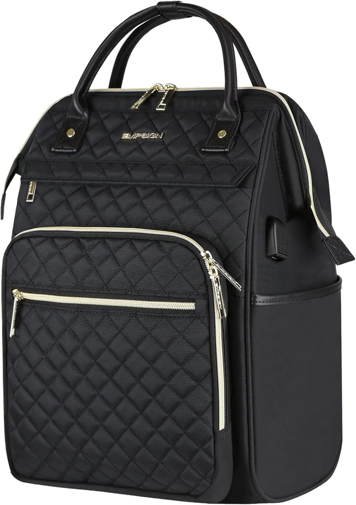 EMPSIGN Laptop Rucksack Damen mit Laptopfach 17 Zoll, Laptop Rucksack Schulrucksack Mit USB Ladeansc
