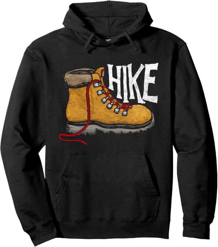 Old School Hiking Boot Vintage Retro Sketch Graphic Pullover Hoodie