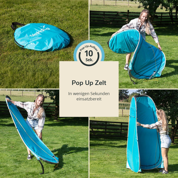 Skandika Camping Pop Up Duschzelt | Umkleidezelt mit 210 cm Stehhöhe, silberbeschichtet, Blickdicht,