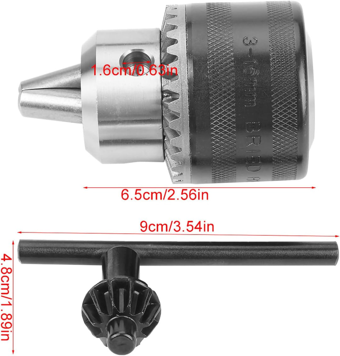 3-16mm Bohrfutter mit Mini Chuck Key für Elektro-Bohrmaschine B16 / B18 / 1/2-20UNF für Drehmaschine