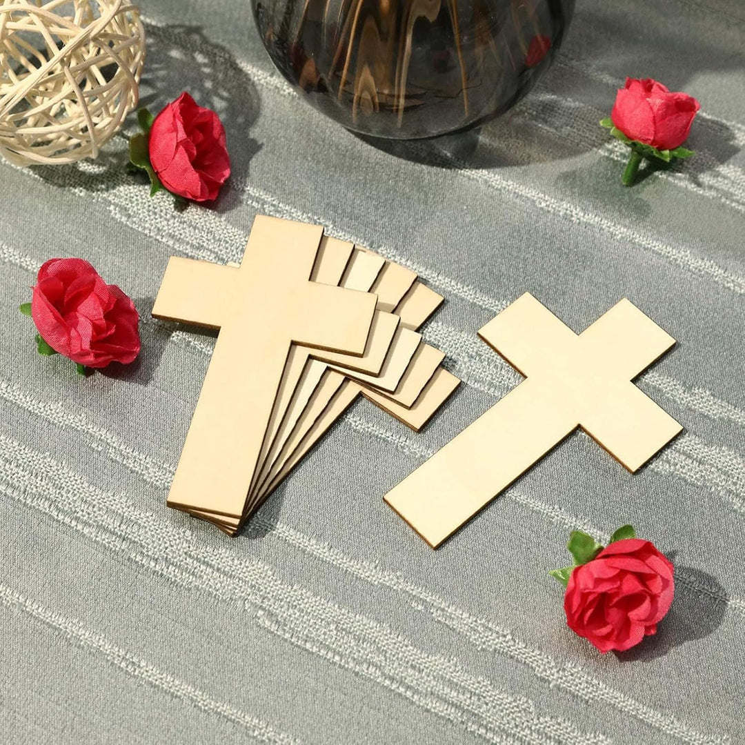 Holzkreuz zum Bemalen, 40 Stück Kreuze Basteln, 11x7 cm Dünne Kreuz Anhängers aus Sperr Holz, Kreuz