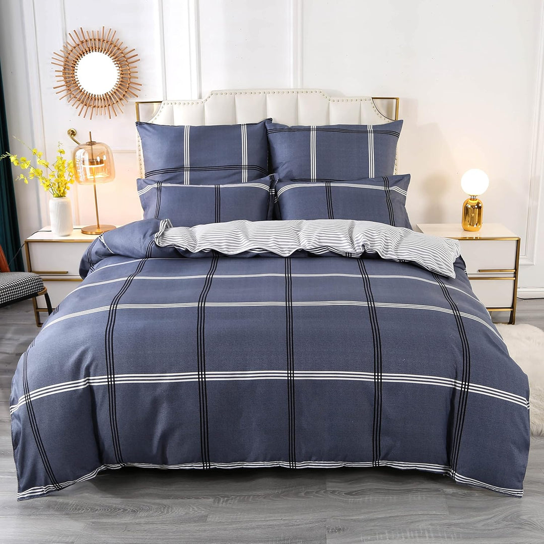 Homaxy Mikrofaser Bettwäsche 200x200cm mit Reissverschluss 3 TLG. Weiche Bettbezug Set Weisse Blätte