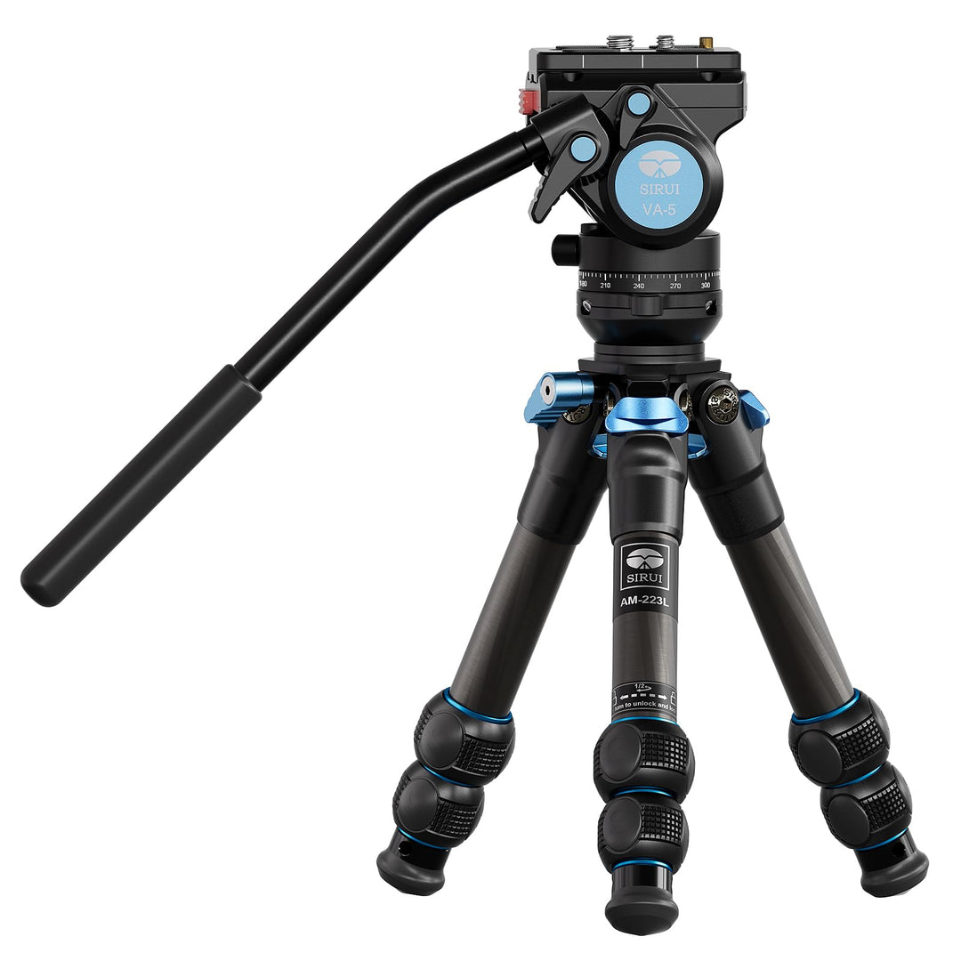 SIRUI AM-223L+VA-5 Mini Video Tisch Stativ Videostativ Tischstativ aus Carbon mit Nivellierbasis,VA-