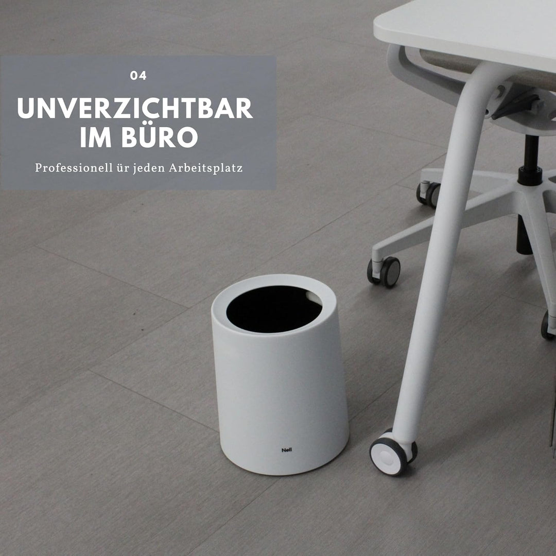 Nell 8L Mülleimer Bad Weiss Matt – Eleganter Kosmetikeimer und WC Mülleimer, Vielseitiger Büro- und