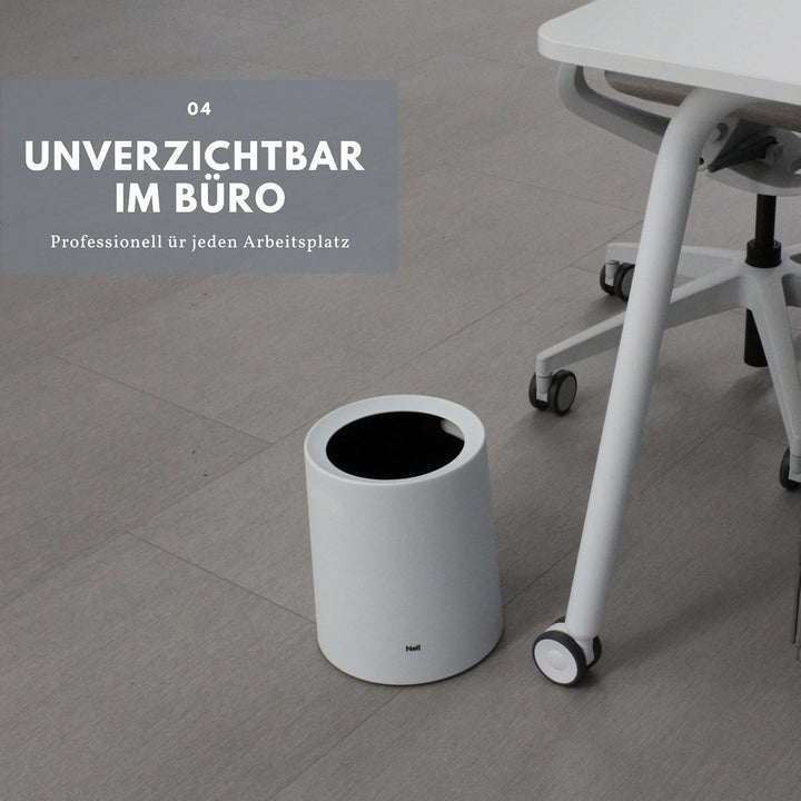 Nell 8L Mülleimer Bad Weiss Matt – Eleganter Kosmetikeimer und WC Mülleimer, Vielseitiger Büro- und