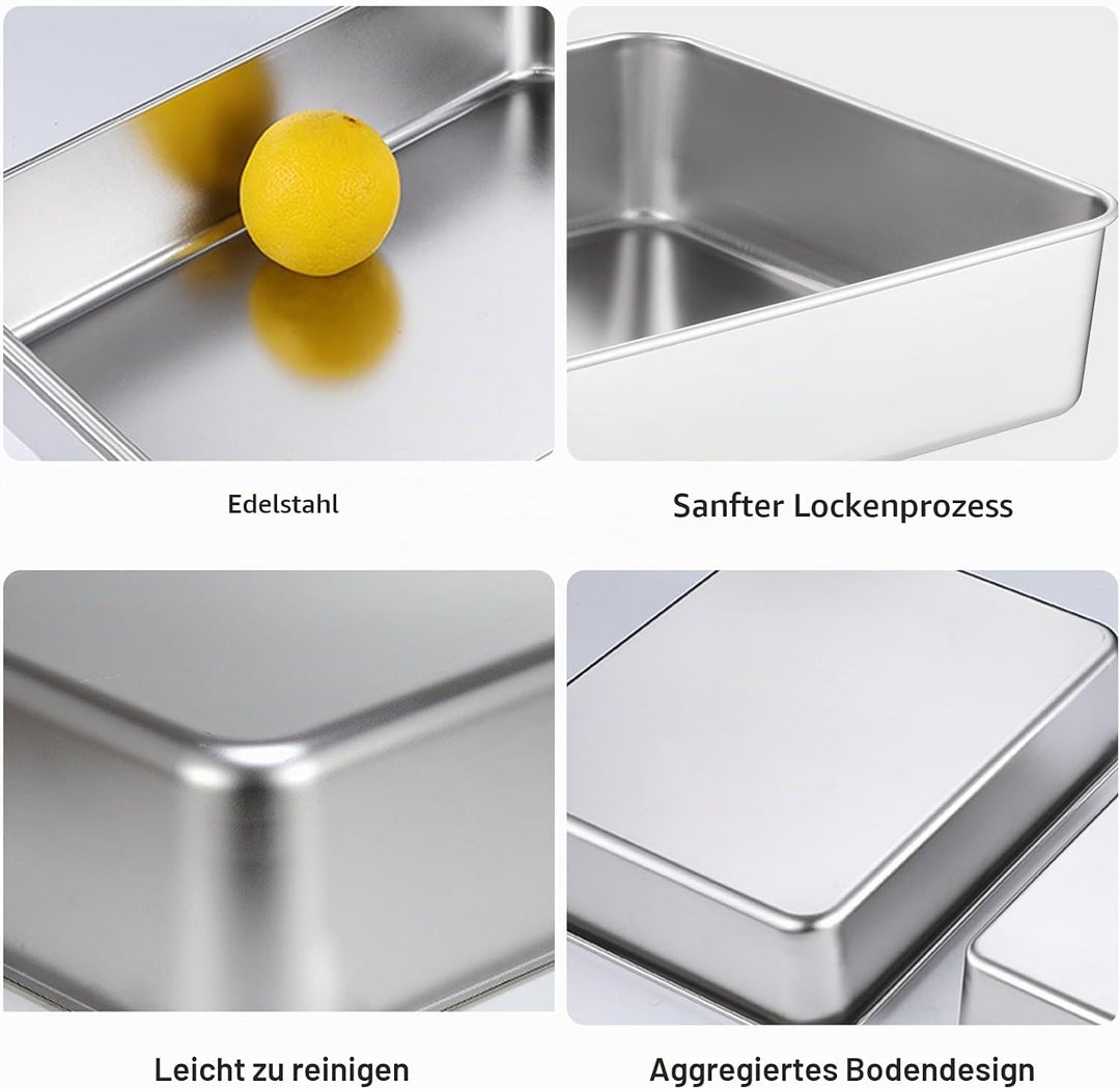 Kastenform Brot 4er-Set Edelstahl, Rechteckige Brotbackform 33×15×6,5cm, Grosse Backform für Brot &amp;