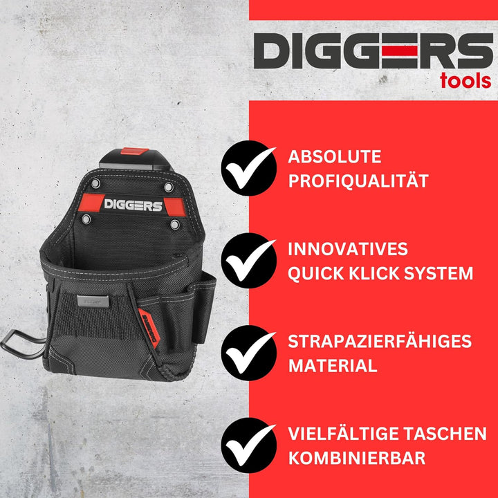 Diggers Tools - Allrounder M Werkzeugtasche - [ Profi Quick Klik System ] Flexibel Kombinierbare Wer