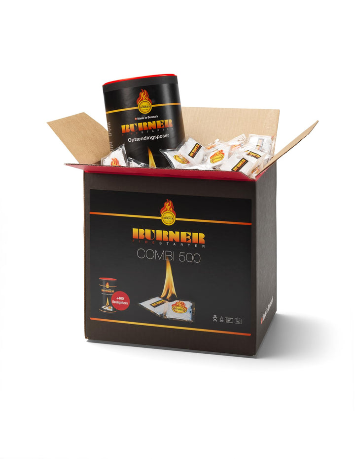 Burner Firestarter Combi Anzünder 500 Stück geruchslos für Grill, Kamin, Ofen und Kamine, 500 Beutel