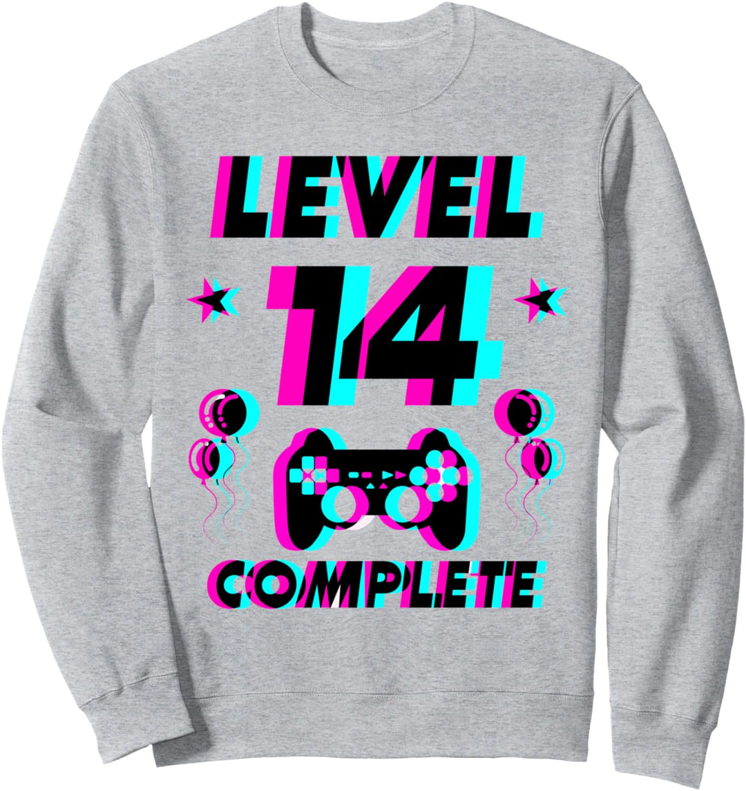 Level 14 Complete 14. Geburtstag - Zocker Gaming Vaporwave Sweatshirt