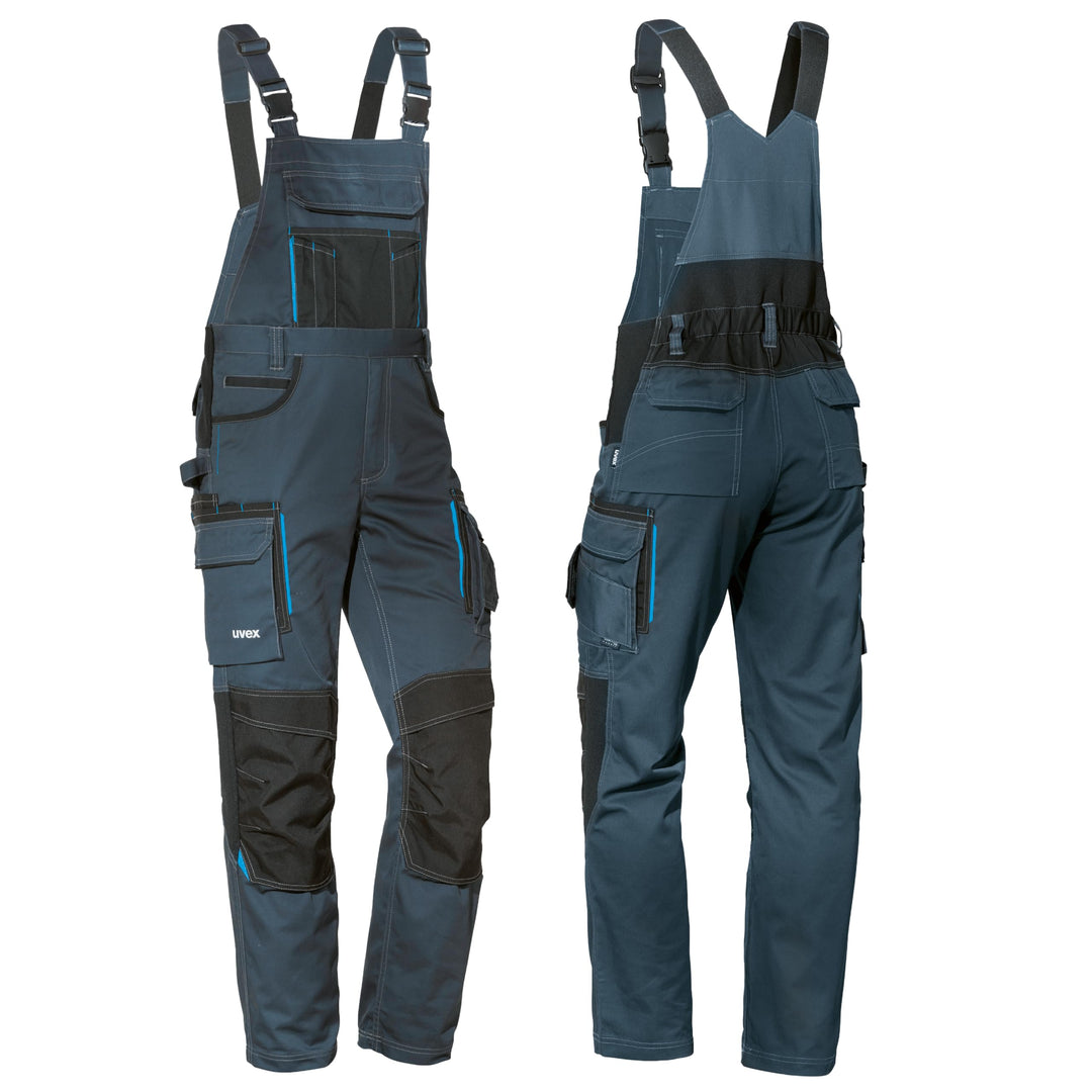 Uvex Tune-up Lange Herren-Arbeitshose - Lange Latzhose mit Knietaschen, 44 Blau
