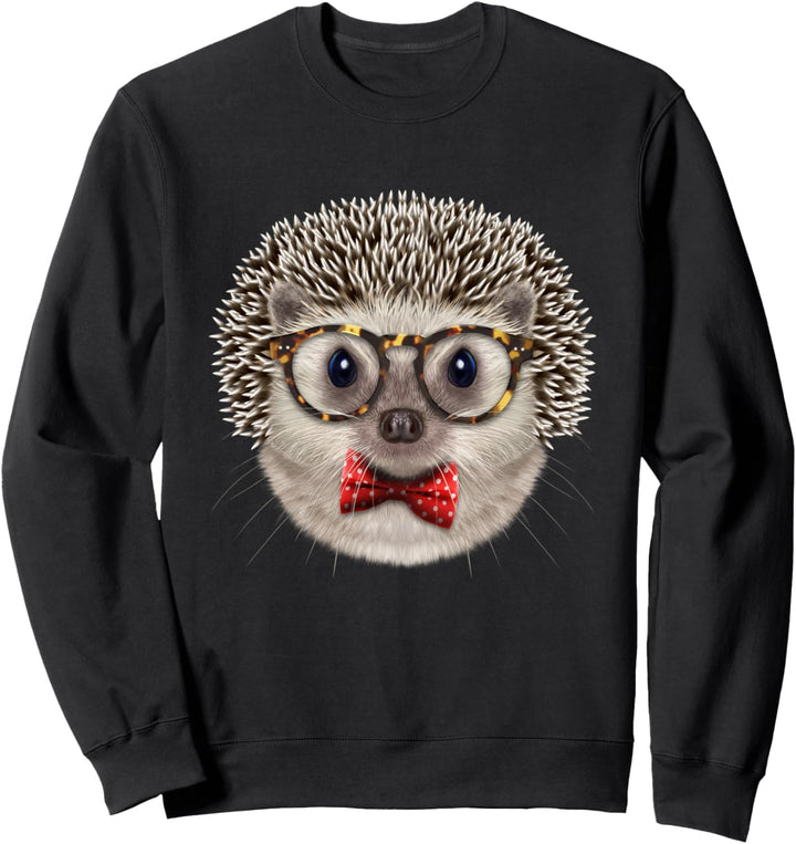 Igel trägt die klassische Brille und Fliege Sweatshirt
