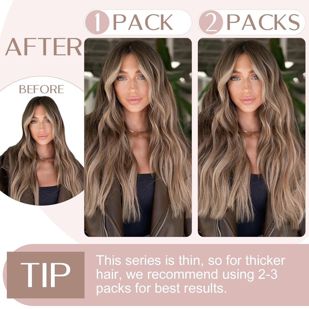 SEGO Extensions Echthaar Clip 1 Tresse Haarverlängerungen Remy 7A ein Teilig Set 5 Klips Haarteil 10