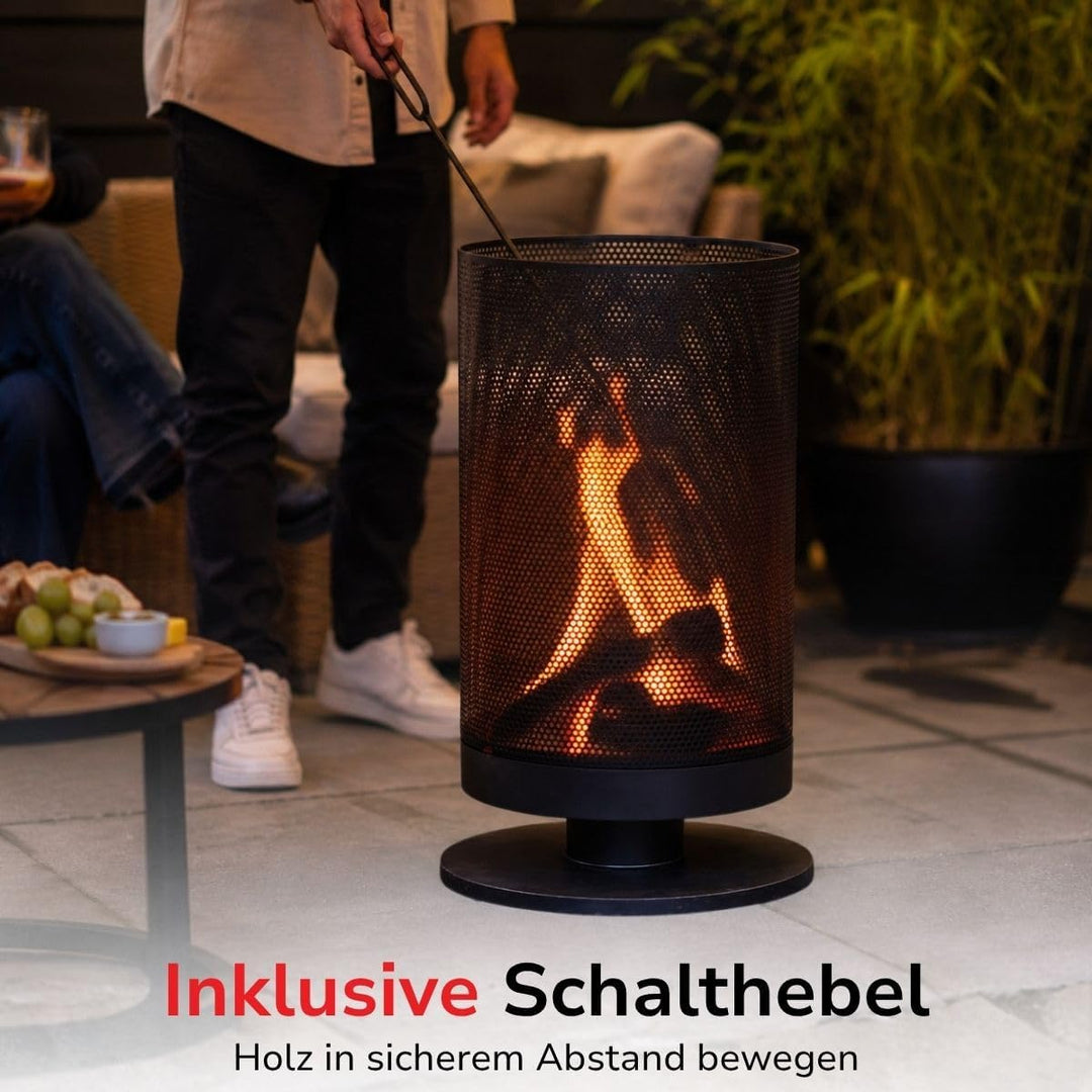 BBQ Collection Outdoor Feuerkorb - mit Funkenschutz - Inkl. Schürhaken - Elegantes und Luxuriöses Au