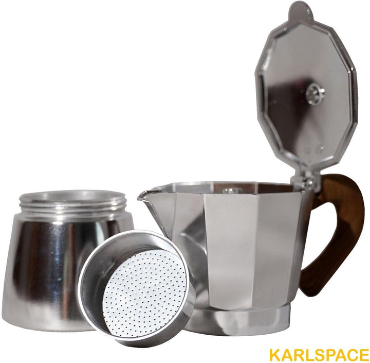 Karlspace Premium-Espressokocher Kaffee Aluminium für 6 Tassen - in verschiedenen Farben - Herdplatt