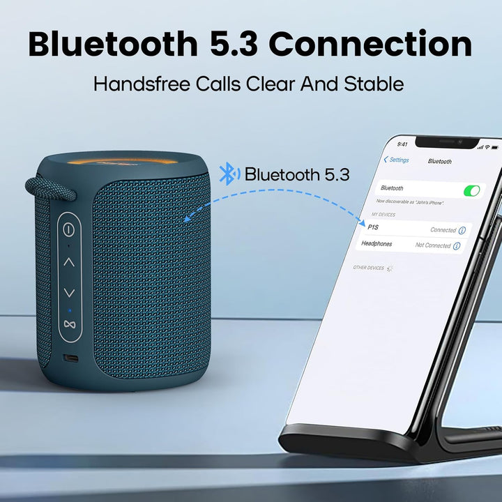Deeyaple Bluetooth Lautsprecher Klein Tragbarer Musikbox 5.3 IPX7 Wasserdicht Kabellose Stereo Pairi