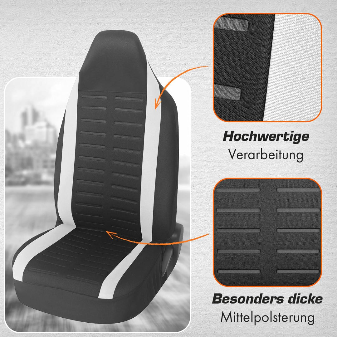 Upgrade4cars Autositzbezüge Set für Pilotensitze | Autositzbezug Komplettset in Weiss | Autoschonbez