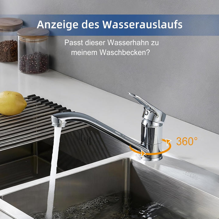 BELZ Küchenarmatur Wasserhahn, 360° Drehbare Einhebelmischer Mischbatterie, mit Keramikkartusche & 6