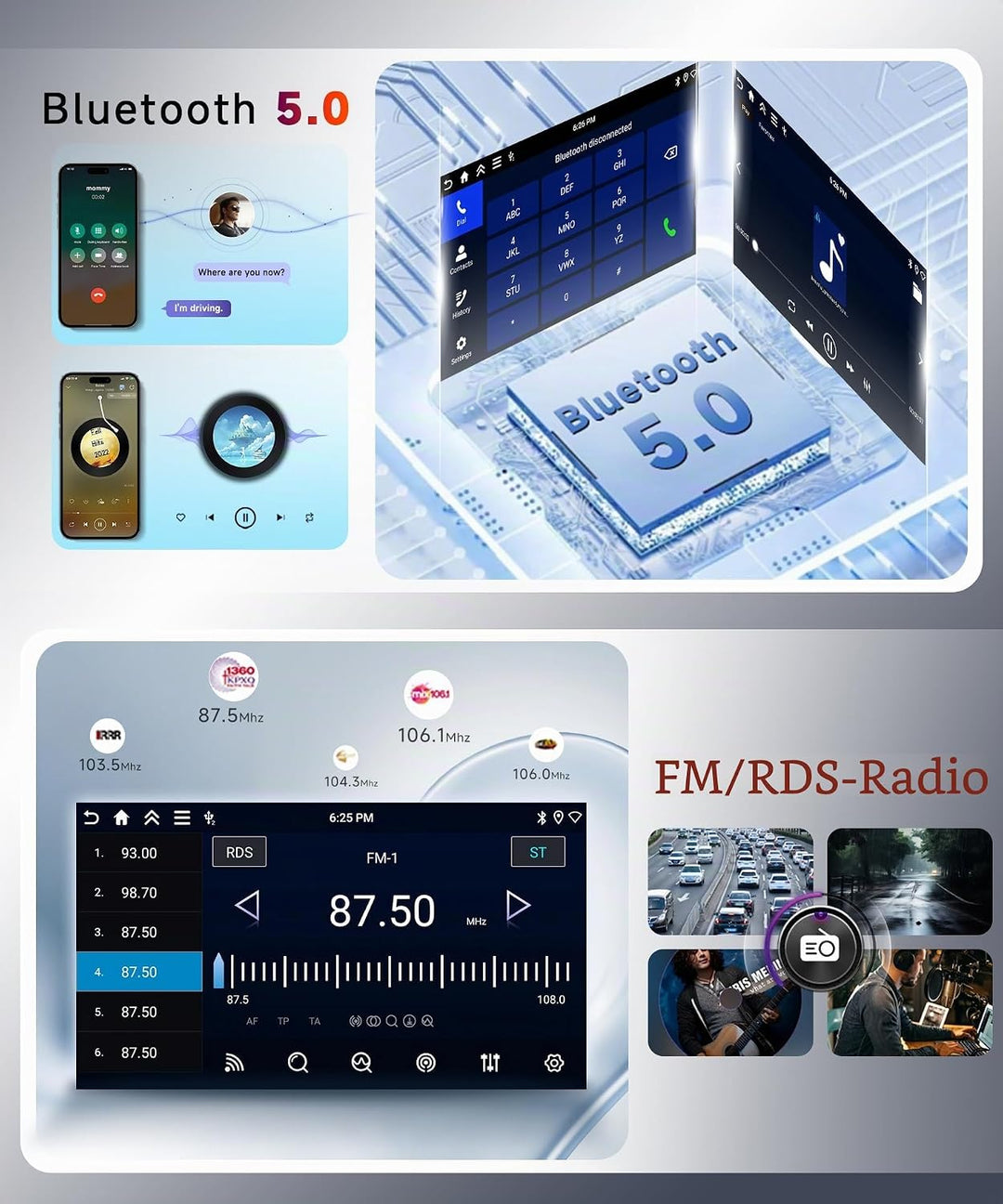 【2+32G】 Hodozzy Carplay/Android Auto Android Autoradio 2 Din für Toyota Aygo/Peugeot 107/Citroen C1