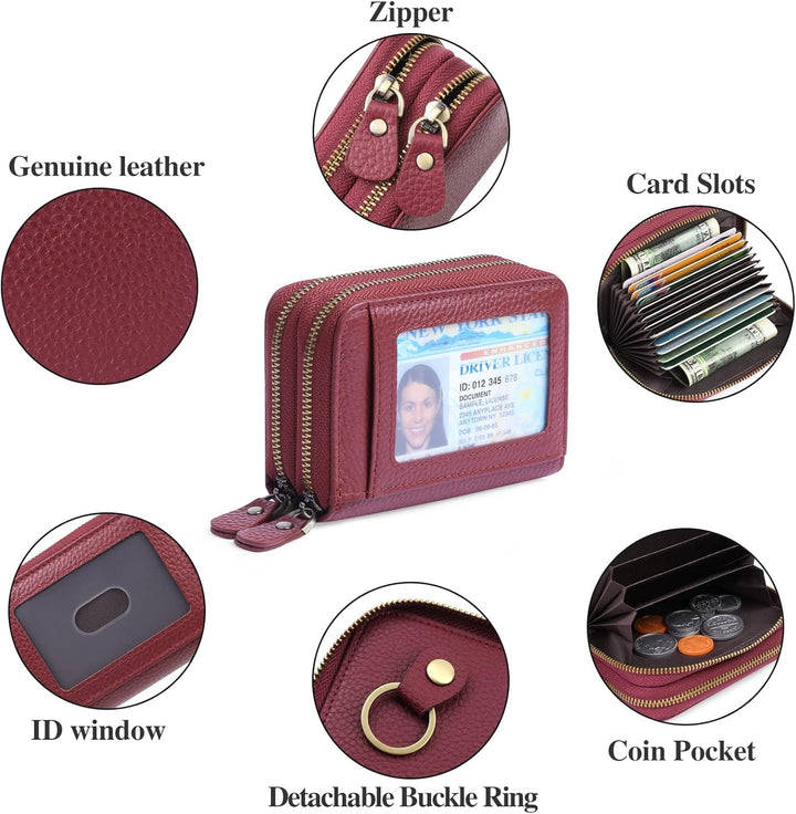 GAEKEAO Geldbörse Damen klein Leder Kleines Portemonnaie Portmonee Damen mit vielen Kartenfäche, RFI