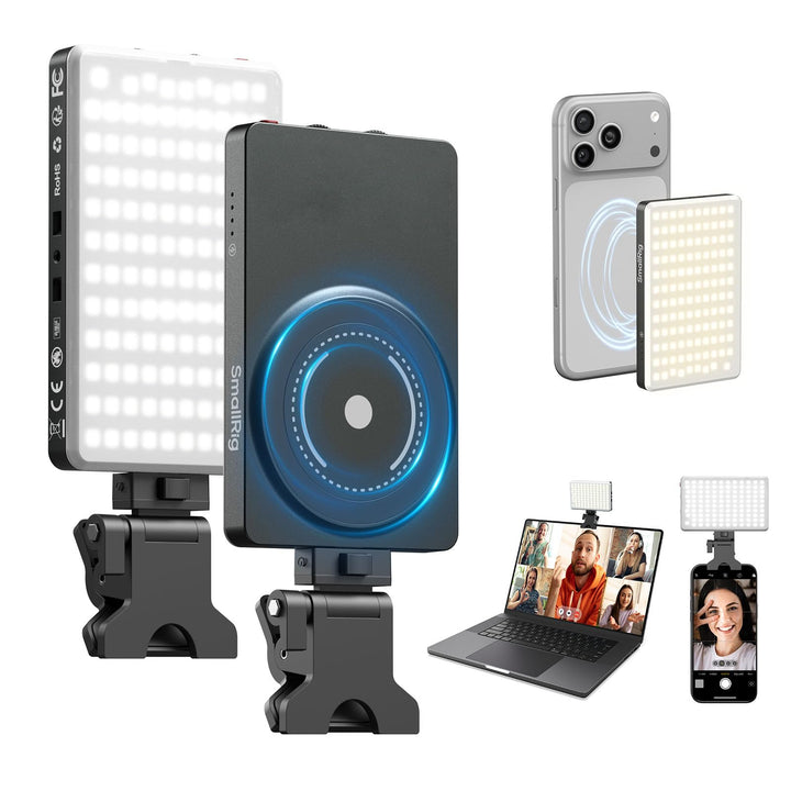 SMALLRIG M3 Magnetisches Selfie-Telefon-LED-Videolicht mit Clip, 120 LEDs 2000mAh Wiederaufladbar, 2
