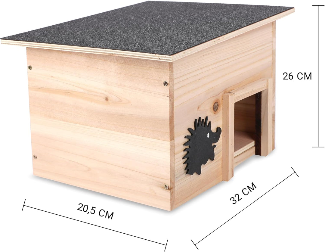 Tool&Tree - Igelhaus aus robustem Holz mit Labyrintheingang und Boden – 32cm x 26cm x 20,5cm – Wette