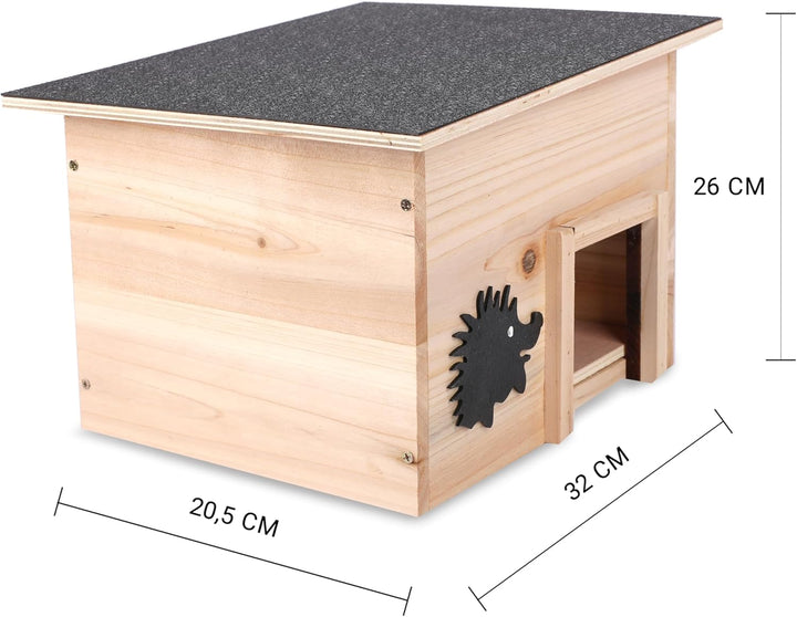 Tool&Tree - Igelhaus aus robustem Holz mit Labyrintheingang und Boden – 32cm x 26cm x 20,5cm – Wette