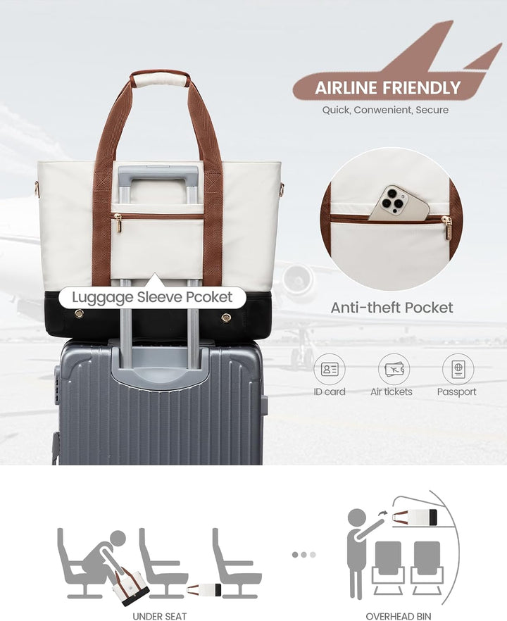 LOVEVOOK Reisetasche Damen, Wasserdicht Weekender Travel Duffel Bag mit Schuhfach, Kliniktasche Gebu