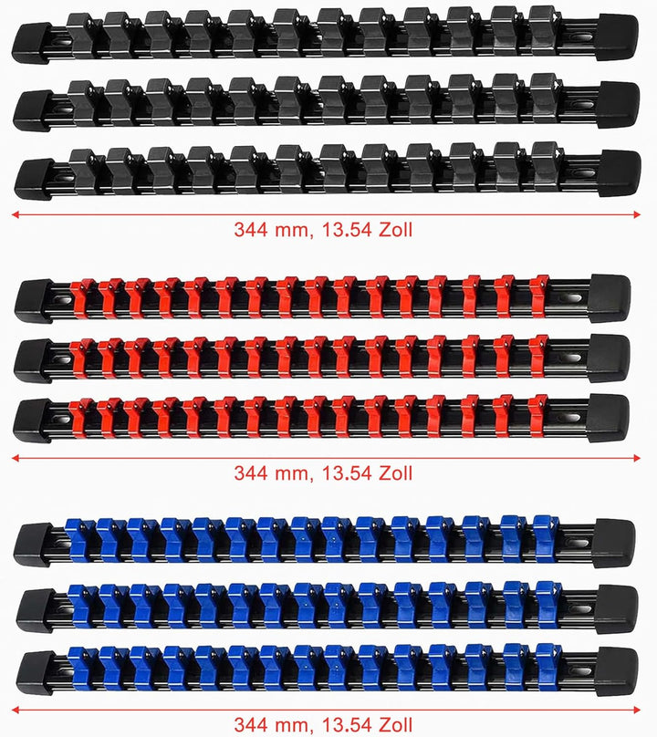 Zevmi 9 Stück Halter für Steckschlüssel: Stecknüsse Werkzeug Halter mit 129 Clips Steckschlüssel Org