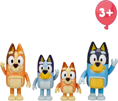 BlueY Family Pack, Set mit 4 beweglichen Figuren, Bingo, Mama Chilli und Papa Bandit, wie im Fernseh