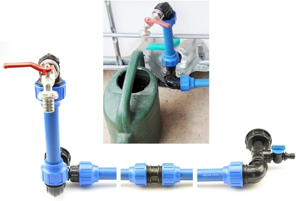 PRO Serie IBC Tankverbindung 2 Tanks +2 Zapfstellen (Gardena Kupplung+ Schwanenhals)
