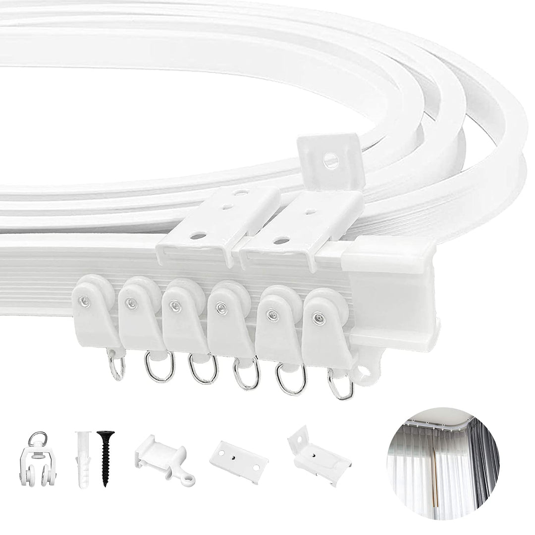 Xnuoyo Flexible Biegbare Decken-Vorhangschiene, 4 Meter Gebogene Vorhangschiene, Metall-Legierung Ra