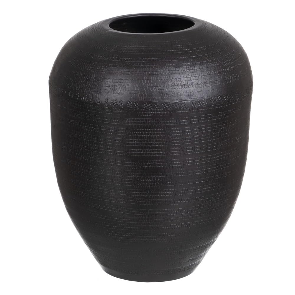 Vase 25,5 x 25,5 x 33 cm schwarz Aluminium