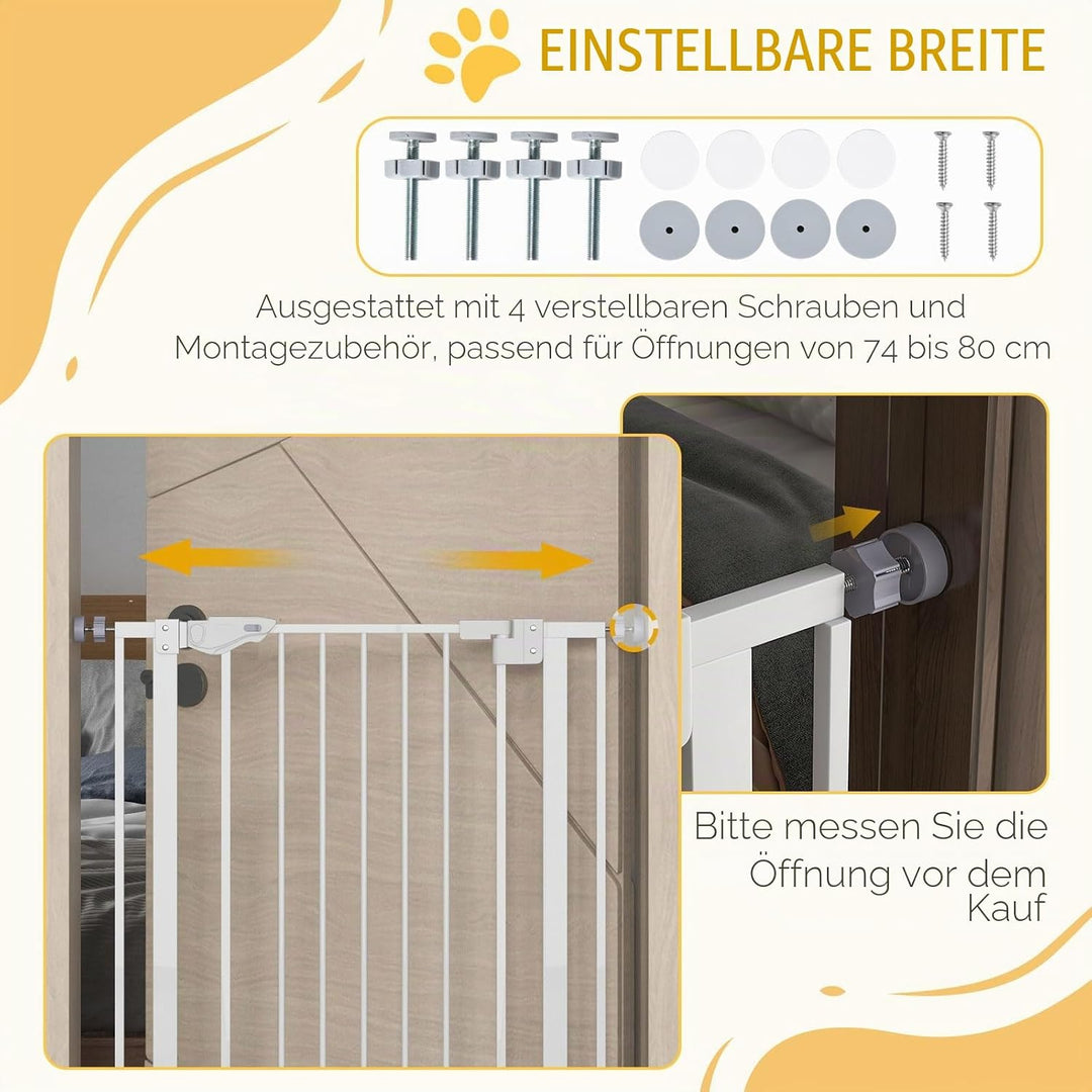 PawHut Tierschutzgitter 104H cm mit Tür automatischer Türverschluss Doppelverriegelungssystem ohne B