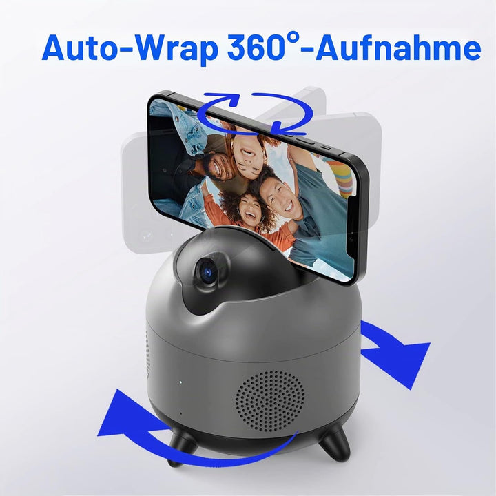 360-Grad-Stativ mit automatischer Gesichtsverfolgung – AI-Kamera-Handyhalter, perfekt für Video-Chat