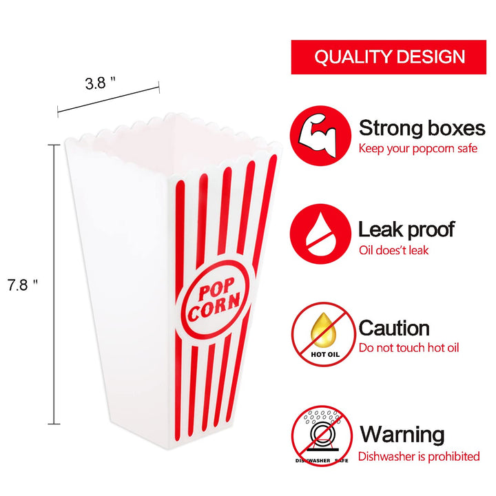 Novelty Place Popcorn-Behälter, klassisch, gestreift, Rot und Weiss, aus Kunststoff, für Filmabend,