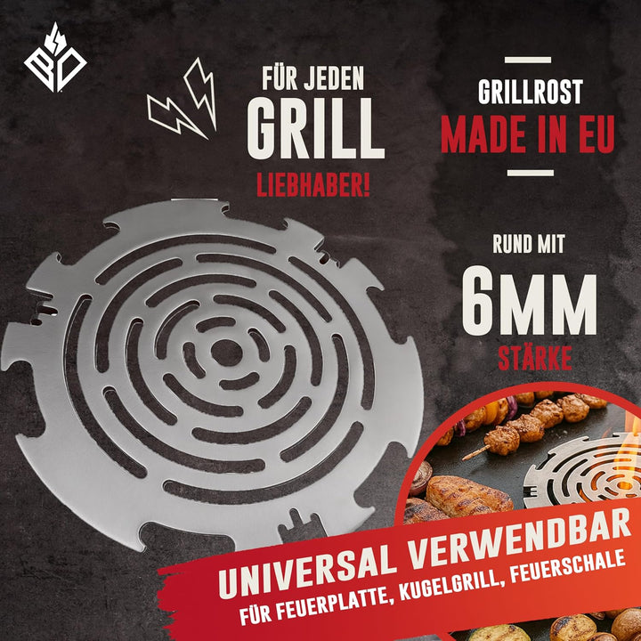 Becker Design® Grillrost & Grilleinsatz für Feuerplatte ⌀ 20cm (MADE IN EUROPE) Silber - Grillaufsat