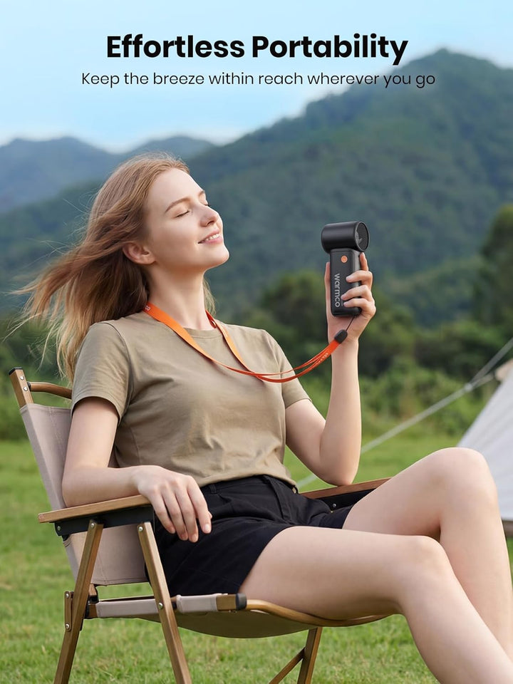 Warmco 10000mAh Turbo Tragbarer Handventilator, [36H Lange Laufzeit] USB Wiederaufladbarer Persönlic