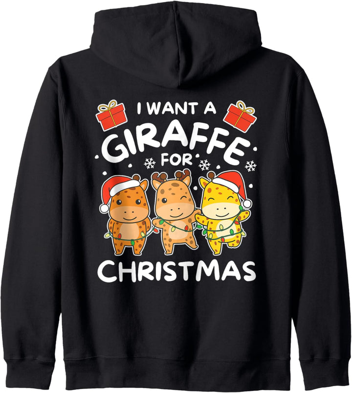 Ich will ein Giraffe zu Weihnachten süsse Giraffen Kapuzenjacke