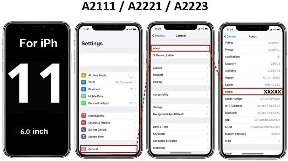 Smartex® Backcover aus Glas + Rahmen kompatibel mit iPhone 11 | Rückseite Cover + Frame (Weiss) 11 W