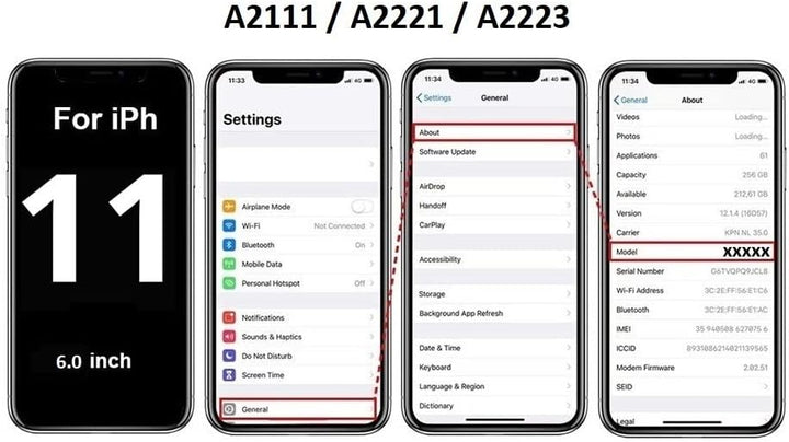 Smartex® Backcover aus Glas + Rahmen kompatibel mit iPhone 11 | Rückseite Cover + Frame (Weiss) 11 W