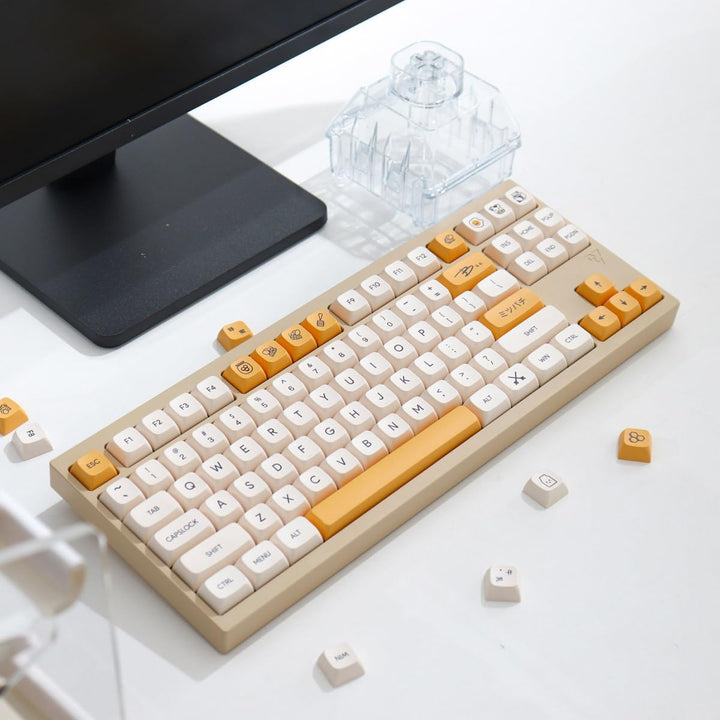 PBT Keycaps 137 Keys XDA Profile DYE-SUB Personalized White Yellow Honey Milk English Keycap Suitabl