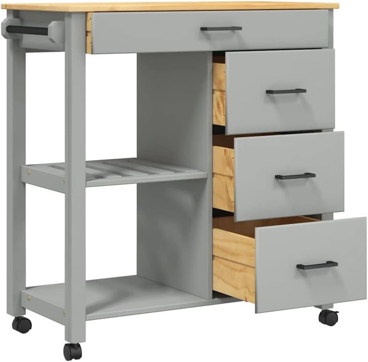 vidaXL Küchenwagen, Servierwagen mit viel Stauraum, Beistellwagen für Küche Wohnzimmer Badezimmer, T