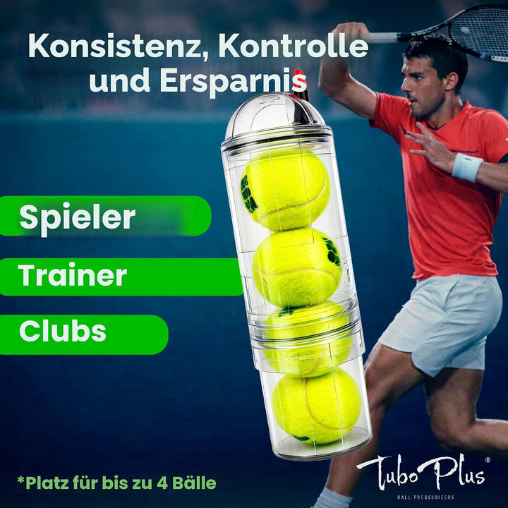 TUBOPLUS - Druckbehälter für Padel- und Tennisbälle | TUBOX4 Crystal (ohne Pumpe) | Kompressor für B