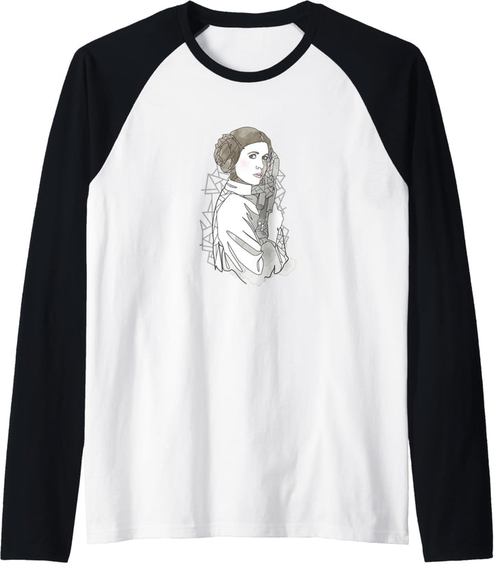 Star Wars Princess Leia Geometric Line Drawing Raglan