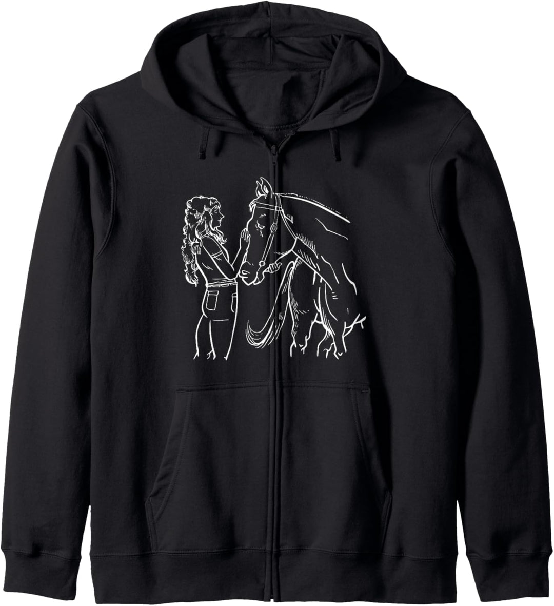 Mädchen mit Pferd, Frau Kapuzenjacke