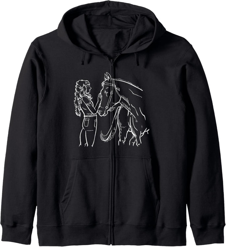 Mädchen mit Pferd, Frau Kapuzenjacke